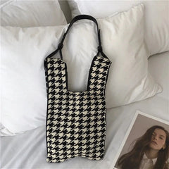 Square Tote Bag Striped Shoulder Handbag Small Fresh Girls Bag Japan Style