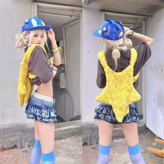 Star Shape Shoulder Bag Crossbody with DIY Strap Street Style Girls Bag