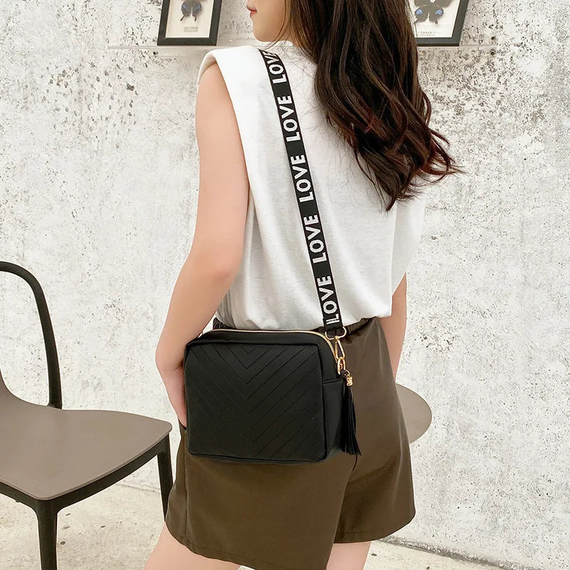 Women Tassel Shoulder Crossbody Square Bag Casual Small Messenger Bag Purse