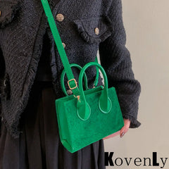 Vintage Green Small Handbag Square Clutch Messenger Bag