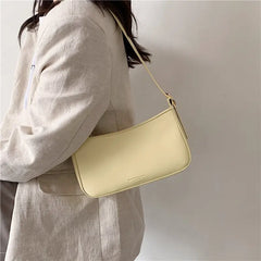 Vintage Leather Armpit Shoulder Pouch Solid Clutch Purse Handbag