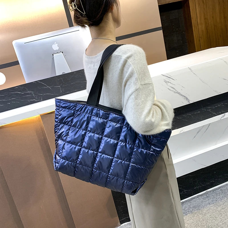 Women Winter Shoulder Bag Waterproof Cotton Tote Casual Large Capacity Handbag