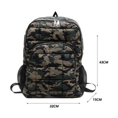 Winter Quilted Plaid Women's Backpack Casual Female Backpacks