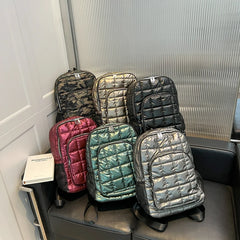 Winter Quilted Plaid Women's Backpack Casual Female Backpacks