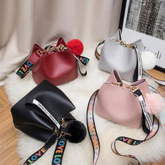 Colorful Strap Bucket Bag Women PU Leather Shoulder Bags