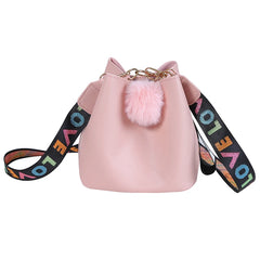 Colorful Strap Bucket Bag Women PU Leather Shoulder Bags