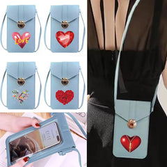 Touch Screen Crossbody Phone Purse Love Print Waterproof Handbag