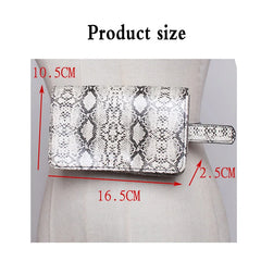Women Bag Serpentine Waist Pack PU Leather Fanny Pack Snakeskin