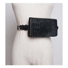 Women Bag Serpentine Waist Pack PU Leather Fanny Pack Snakeskin