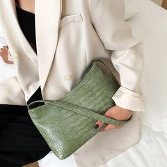 Stone Pattern Leather Shoulder Bag Vintage Totes Purse Pack