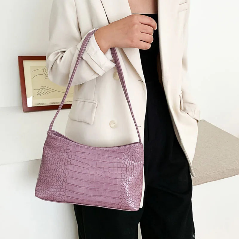 Stone Pattern Leather Shoulder Bag Vintage Totes Purse Pack