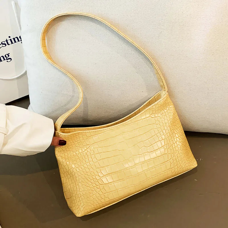 Stone Pattern Leather Shoulder Bag Vintage Totes Purse Pack