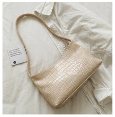 Stone Pattern Leather Shoulder Bag Vintage Totes Purse Pack