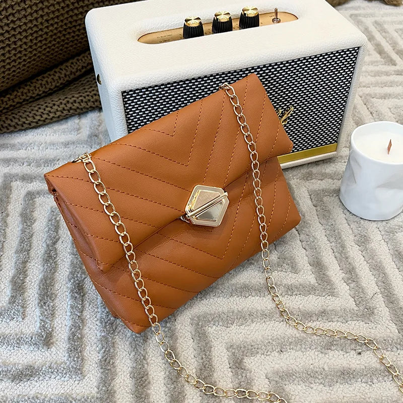 Embroidery Chain Cross-body Bag PU Leather Messenger Bag
