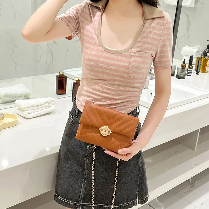 Embroidery Chain Cross-body Bag PU Leather Messenger Bag