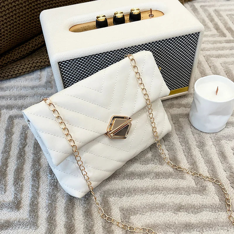 Embroidery Chain Cross-body Bag PU Leather Messenger Bag