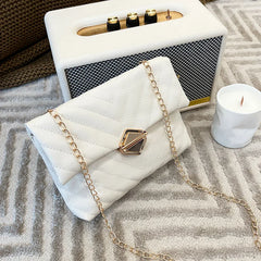 Embroidery Chain Cross-body Bag PU Leather Messenger Bag