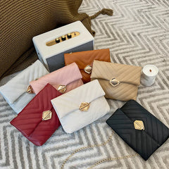 Embroidery Chain Cross-body Bag PU Leather Messenger Bag