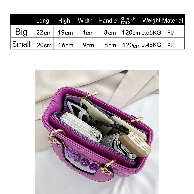 Chain Handbag Crossbody Bag PU Flap Messenger Bag for Women