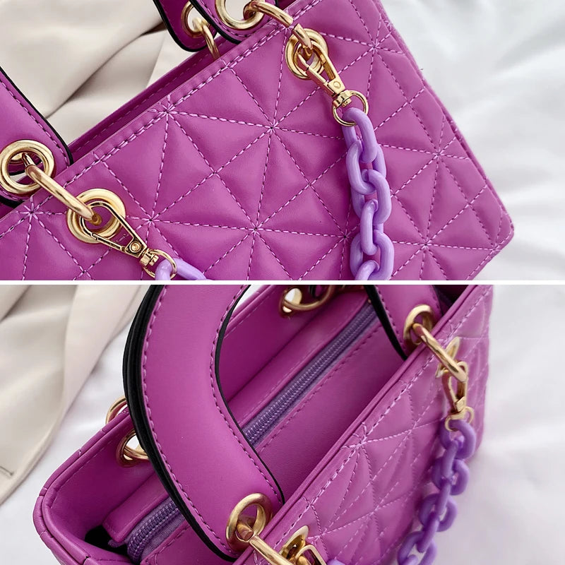Chain Handbag Crossbody Bag PU Flap Messenger Bag for Women