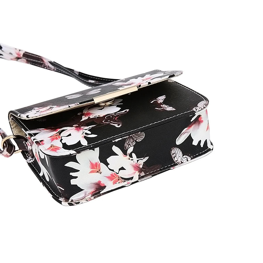 Small Satchel Women Bag Flower Butterfly Printed Shoulder Bag