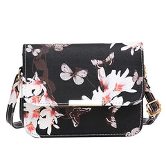 Small Satchel Women Bag Flower Butterfly Printed Shoulder Bag
