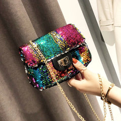 Sequins Cross Body Chain Messenger Bag Girl Shoulder Bags Female Bag