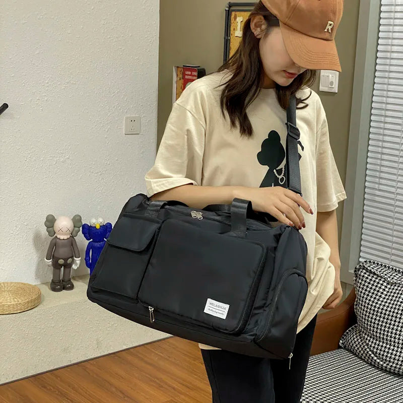 Women Foldable Sport Bag Shoe Compartment Waterproof Fitness Travel Handbag