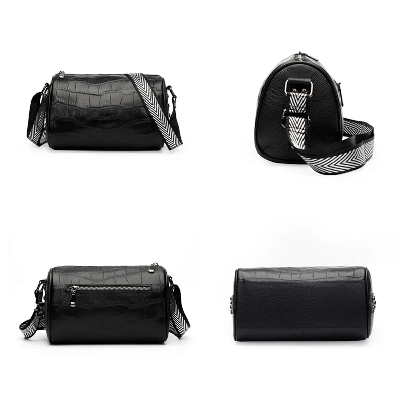 Crocodile Grain Cowhide Shoulder Messenger Bags Women's Leather Tote