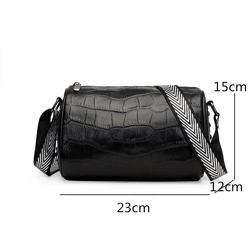 Crocodile Grain Cowhide Shoulder Messenger Bags Women's Leather Tote