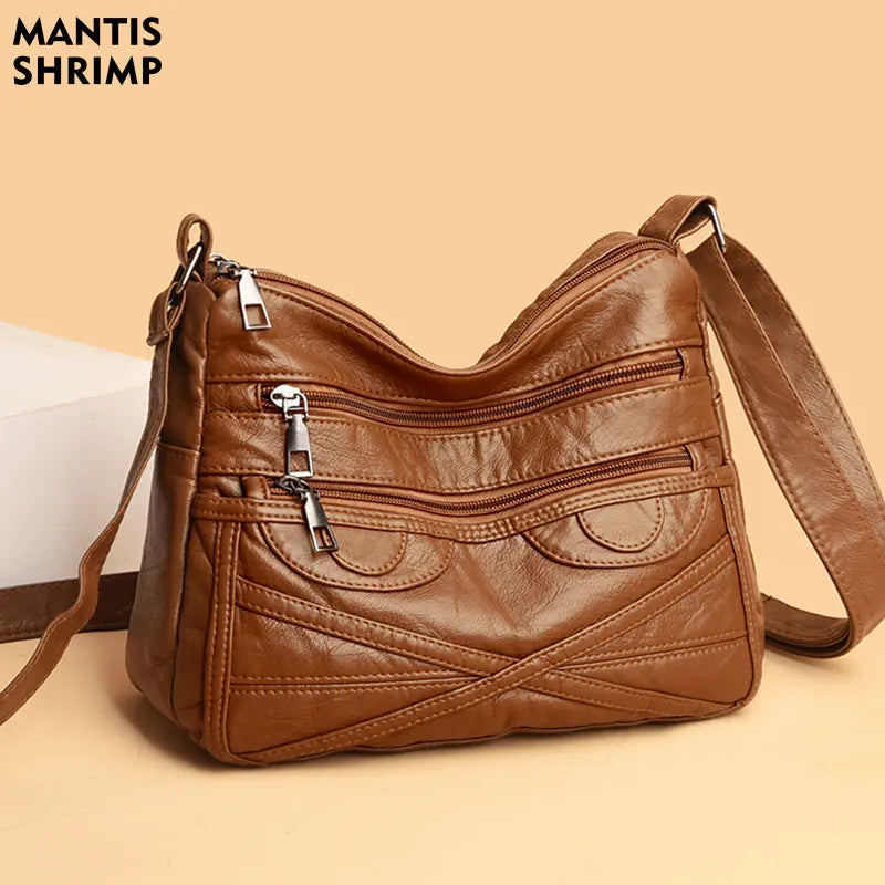 Hobo Bag PU Leather Women Handbags Female Leisure Shoulder Bags Vintage