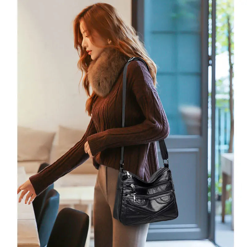 Hobo Bag PU Leather Women Handbags Female Leisure Shoulder Bags Vintage