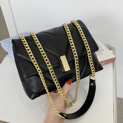 Leather Tote Bag Chain Crossbody Bags Large Capacity