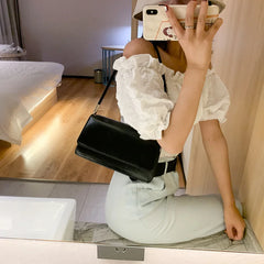 Women High PU Leather Underarm Handbags Portable Ladies