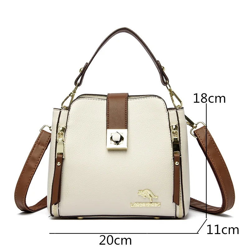 Women Leather Tote Bag Shoulder Crossbody Bucket Handbag