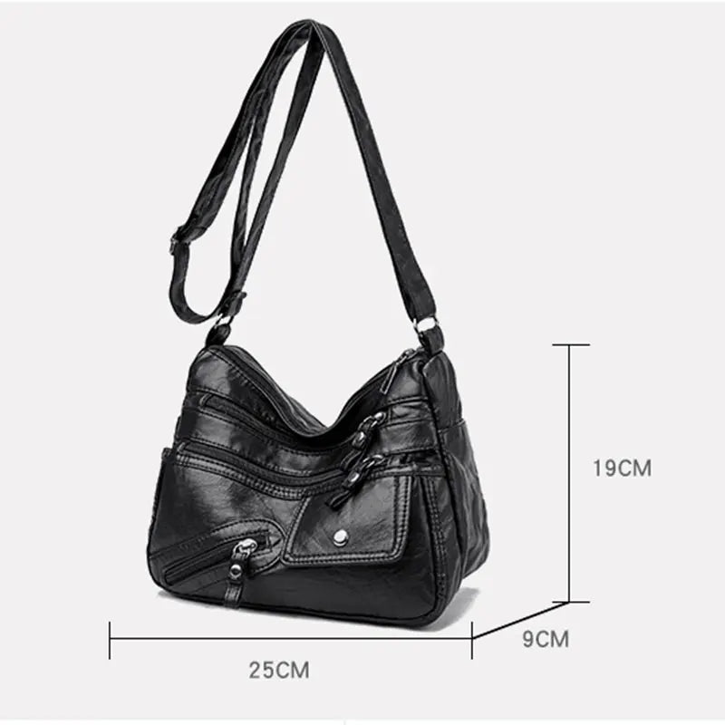 Women Bags Handbag Soft PU Leather Shoulder Bag Retro Female Hobos Crossbody Bag