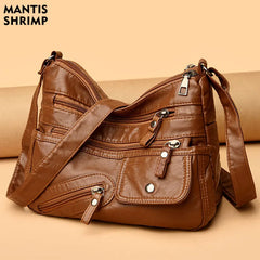 Women Bags Handbag Soft PU Leather Shoulder Bag Retro Female Hobos Crossbody Bag