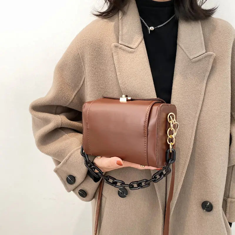 Vintage Women Messenger Bag Red Leather Clutch
