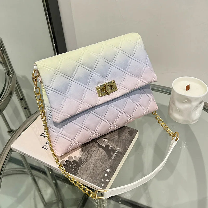 Gradient Women Shoulder Bag Large Capacity Crossbody Chain Bag