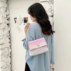 Gradient Women Shoulder Bag Large Capacity Crossbody Chain Bag