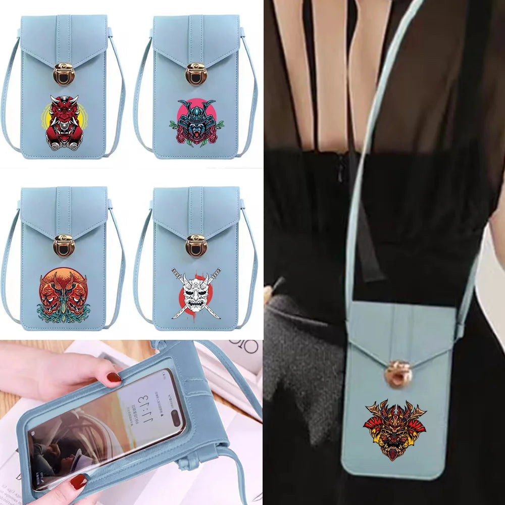 Monster Print PU Leather Cell Phone Crossbody Bag
