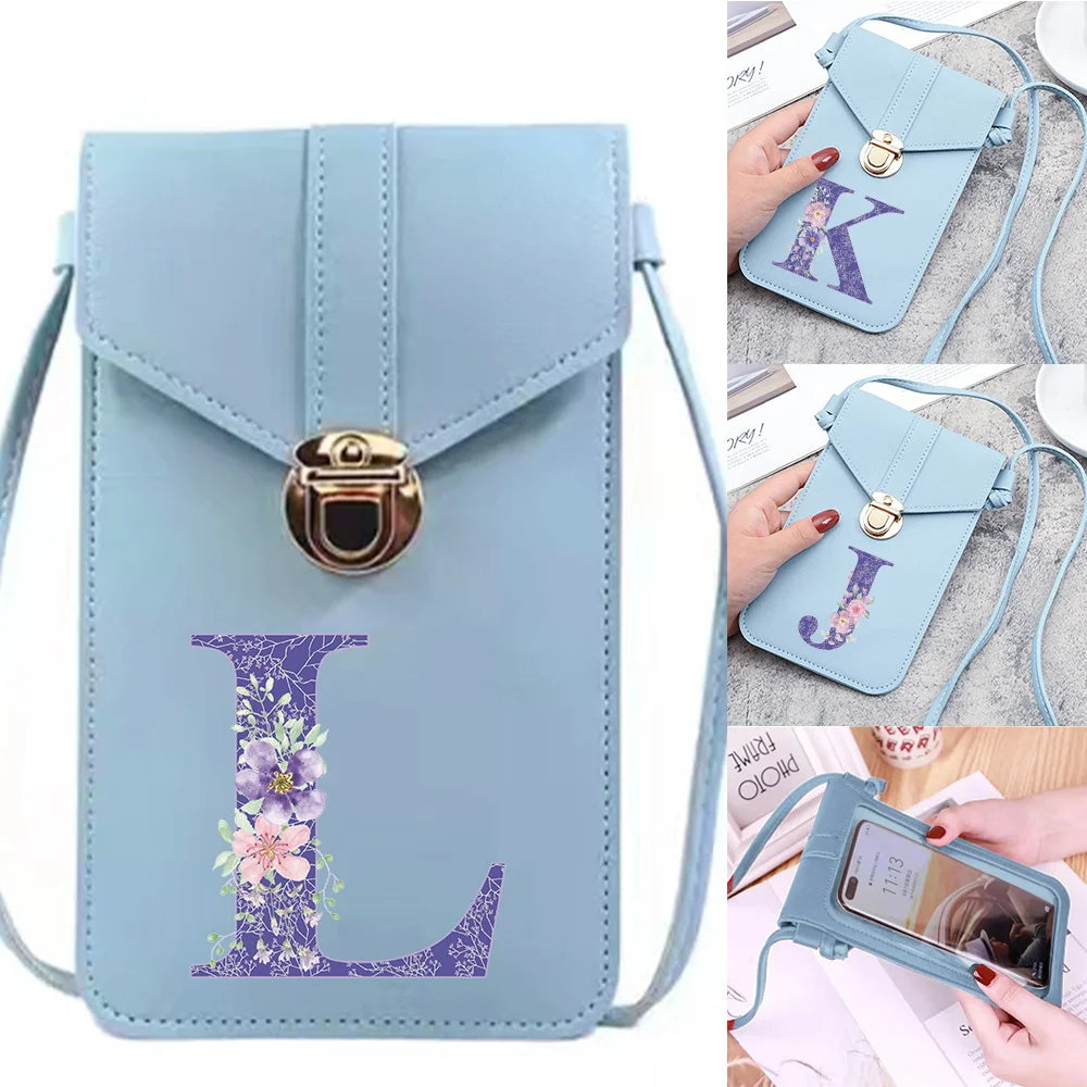 Purple Flower Print Crossbody Shoulder Bag for Women