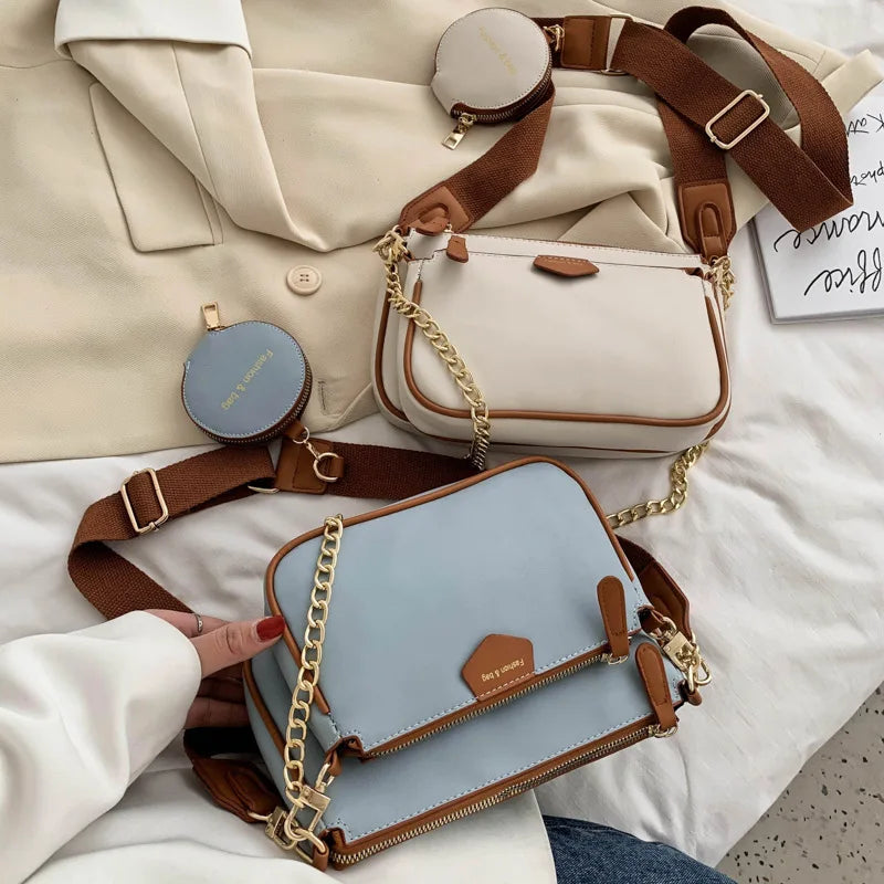 Women Shoulder Bags Wide Strap Crossbody Bag Lady Handbags