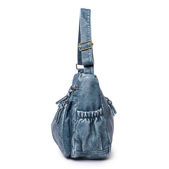 Vintage Washed Leather Shoulder Bag Crossbody Handbag