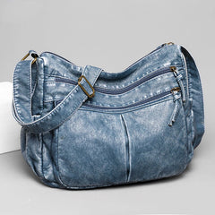 Vintage Washed Leather Shoulder Bag Crossbody Handbag