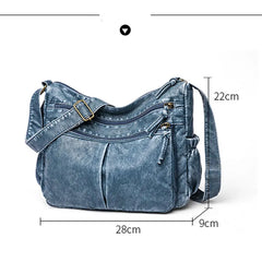 Vintage Washed Leather Shoulder Bag Crossbody Handbag