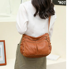 Women Washed Leather Shoulder Bag Vintage Handbags
