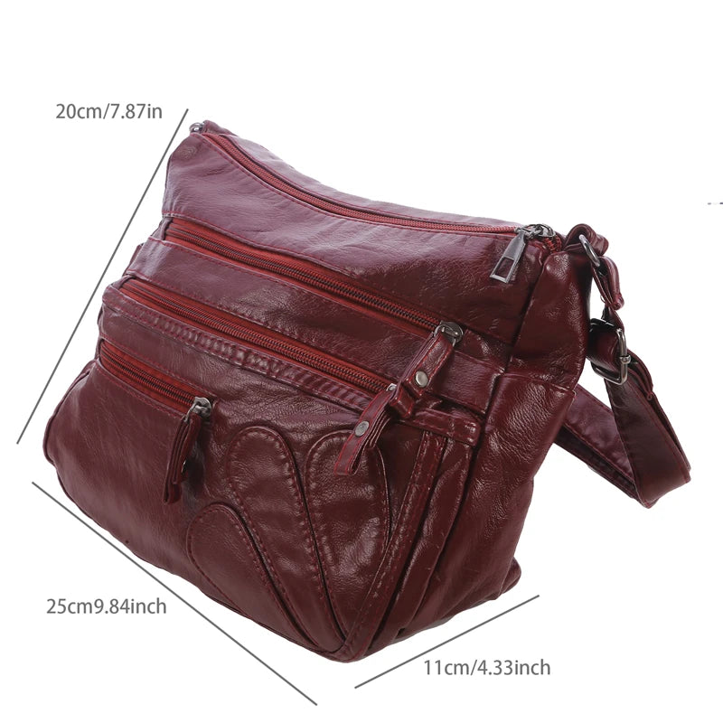 Vintage Leather Shoulder Bag Crossbody Classic Messenger Pack Brown
