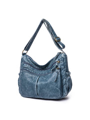 Vintage Washed Leather Shoulder Bag Handbags Crossbody Classic Messenger Pack