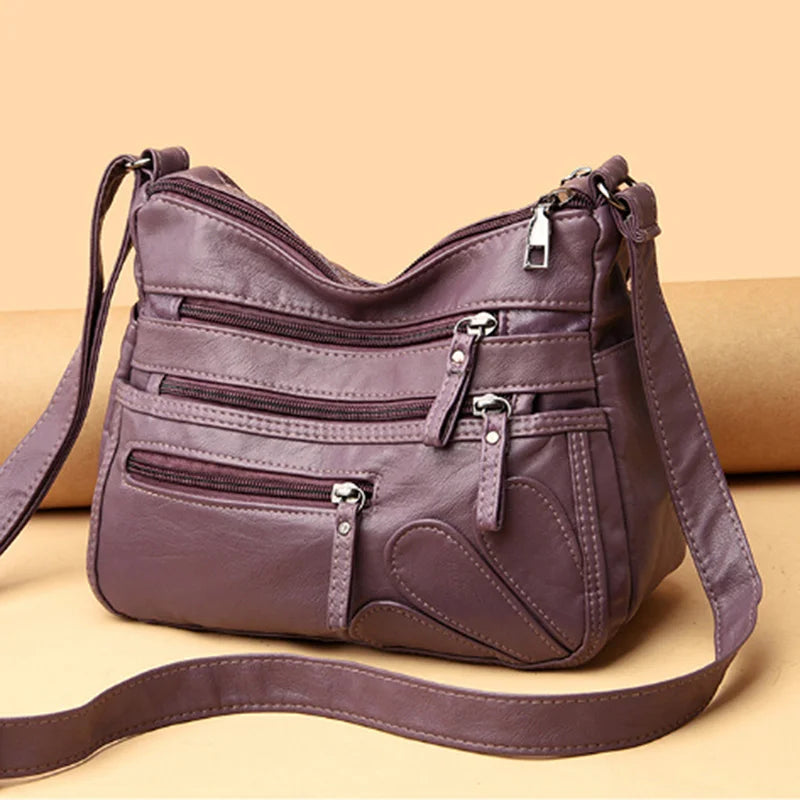 Vintage Leather Shoulder Bag Crossbody Classic Messenger Pack Brown